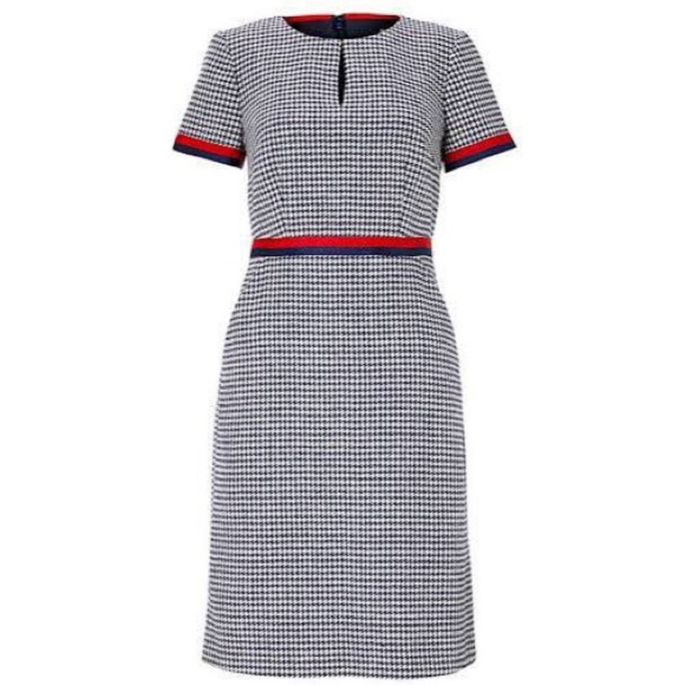 Boden Classic Navy and White Houndstooth Dress